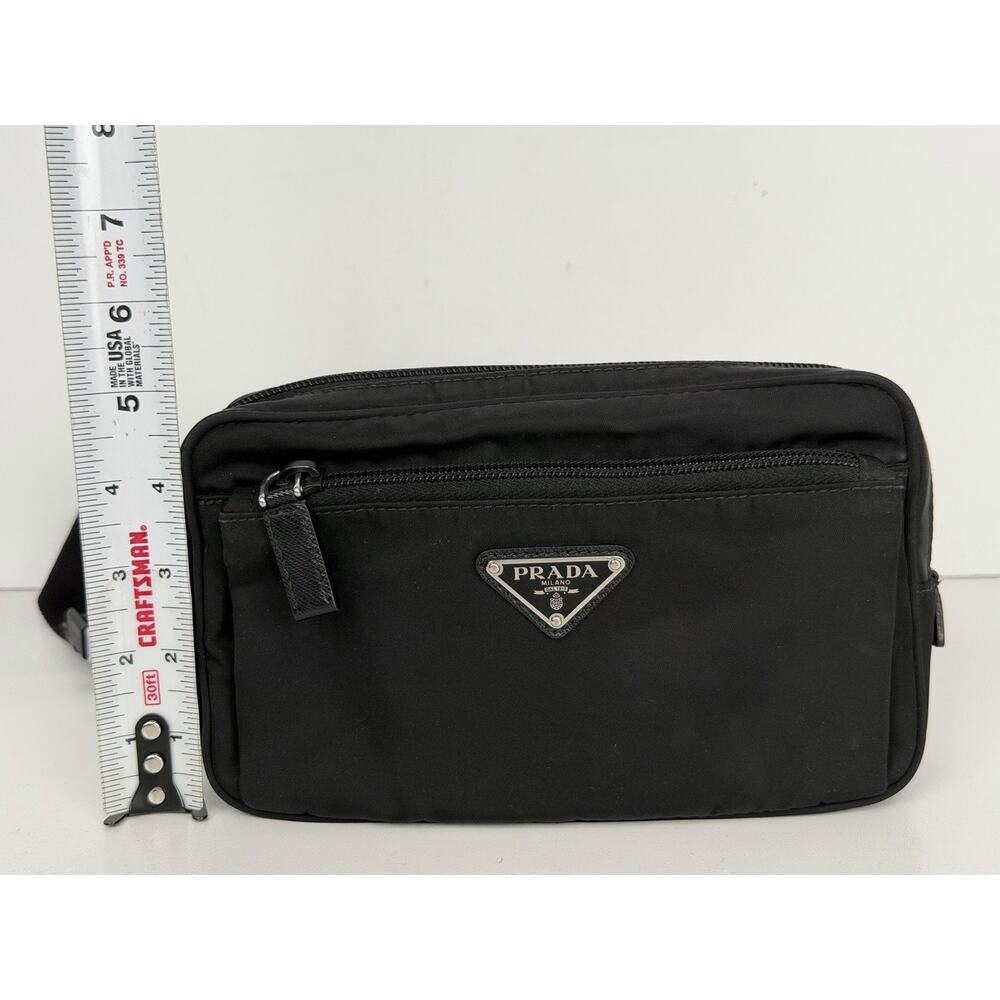 Prada Tessuto Nylon Belt Bag in Black with a Front Zippered Pocket S07 - Picture 14 of 16